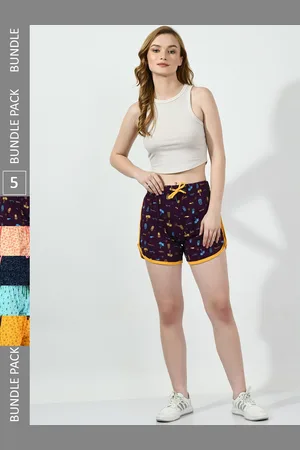 BAESD Women Pack Of 5 Printed High-Rise Pure Cotton Hot Pants