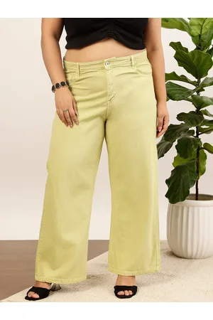 CURVY STREET Jean Women Clean Look Pure Cotton Wide Leg Jeans
