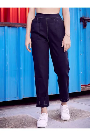 ATHENA Women Black Tapered Fit Mid-Rise Clean Look Jeans