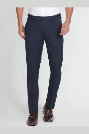 Arrow Men Mid Rise Patterned Dobby Regular Fit Trousers