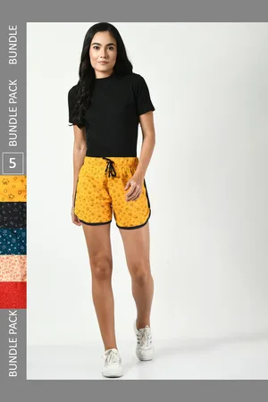 BAESD Women Pack Of 5 Printed High-Rise Pure Cotton Hot Pants