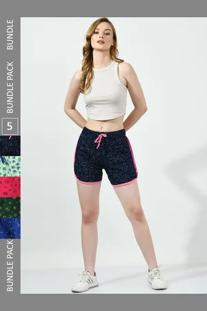 BAESD Women Pack Of 5 Printed High-Rise Pure Cotton Hot Pants