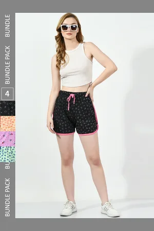 BAESD Women Pack Of 4 Printed High-Rise Pure Cotton Hot Pants
