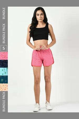 BAESD Women Pack Of 5 Printed High-Rise Pure Cotton Hot Pants