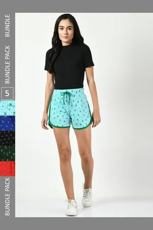 BAESD Women Pack Of 5 Printed High-Rise Pure Cotton Hot Pants