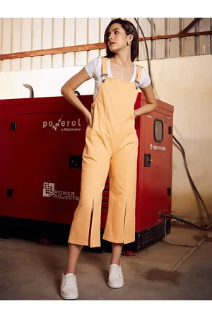 ATHENA Peach Straight Leg Denim Dungarees