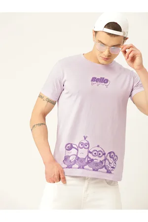 Buy Minions By Kook N Keech Men Purple Boxy Fit Printed Round Neck