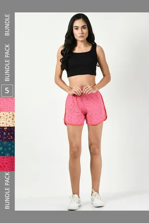 BAESD Women Pack Of 5 Printed High-Rise Pure Cotton Hot Pants