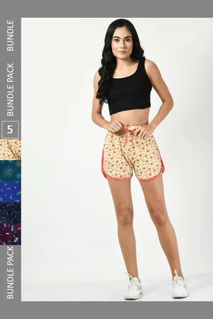BAESD Women Pack Of 5 Printed High-Rise Pure Cotton Hot Pants