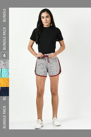 BAESD Women Pack Of 4 Printed High-Rise Pure Cotton Hot Pants