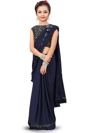 Dhyey Fashion Girls Sequinned Ready to Wear Saree