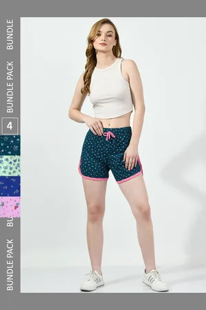 BAESD Women Pack Of 4 Printed High-Rise Pure Cotton Hot Pants