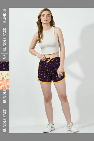 BAESD Women Pack Of 3 Printed High-Rise Pure Cotton Hot Pants