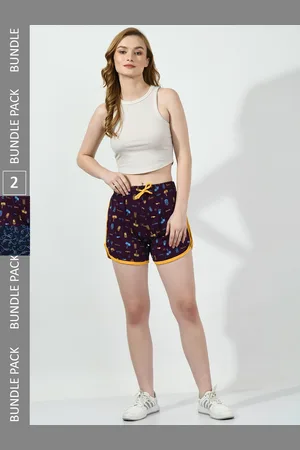 BAESD Women Pack Of 2 High-Rise Floral Printed Pure Cotton Shorts