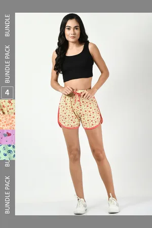BAESD Women Pack Of 4 Printed High-Rise Pure Cotton Shorts