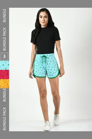 BAESD Women Pack of 3 Printed High-Rise Cotton Shorts