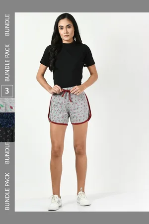 BAESD Women Pack Of 3 High-Rise Floral Printed Pure Cotton Shorts