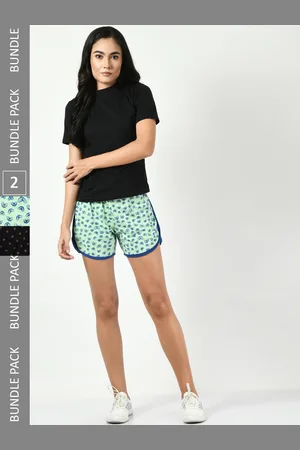 BAESD Women Pack Of 2 Conversational Printed High-Rise Pure Cotton Shorts