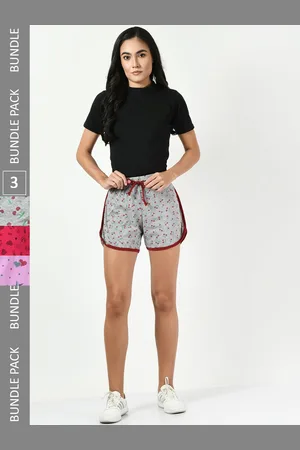 BAESD Women Pack Of 3 Conversational Printed High-Rise Cotton Shorts