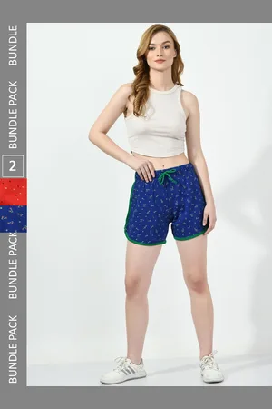 BAESD Women Pack of 2 Printed Regular Fit High-Rise Cotton Regular Shorts