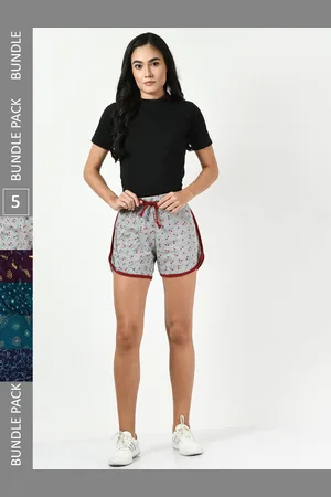 BAESD Women Pack of 5 Printed High-Rise Cotton Shorts
