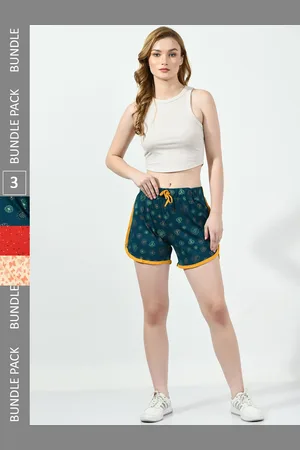 BAESD Women Pack of 3 Printed High-Rise Pure Cotton Shorts