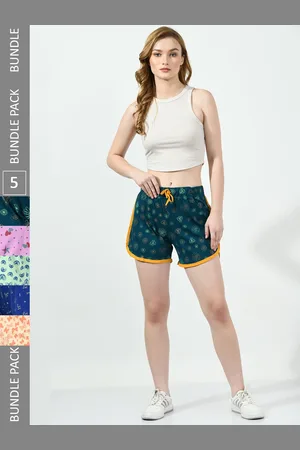 BAESD Women Pack Of 5 Printed High-Rise Pure Cotton Hot Pants