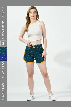 BAESD Women Pack of 2 Printed High-Rise Cotton Shorts