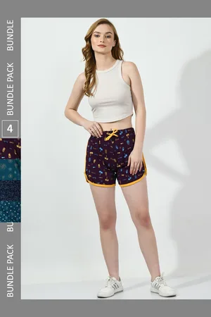 BAESD Women Pack of 4 Printed High-Rise Regular Fit Regular Cotton Shorts