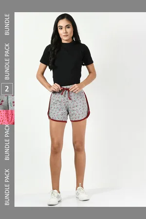 BAESD Women Pack Of 2 Conversational Printed High-Rise Pure Cotton Shorts