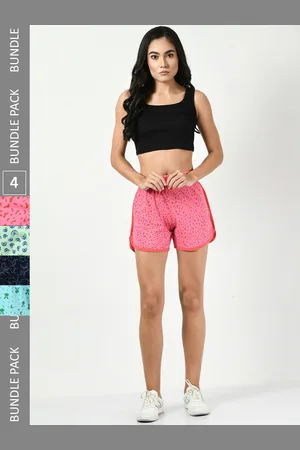 BAESD Women Pack of 4 Printed High-Rise Regular Fit Regular Cotton Shorts