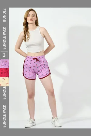 BAESD Women Pack Of 3 High-Rise Floral Printed Pure Cotton Shorts