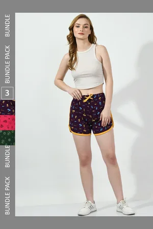 BAESD Women Pack of 3 Conversational Printed High-Rise Pure Cotton Shorts