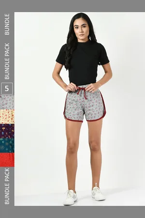 BAESD Women Pack Of 5 Conversational Printed High-Rise Pure Cotton Shorts