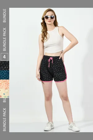 BAESD Women Pack Of 4 Printed High-Rise Pure Cotton Shorts