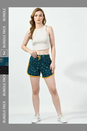 BAESD Women Pack Of 2 Floral Printed High-Rise Pure Cotton Shorts