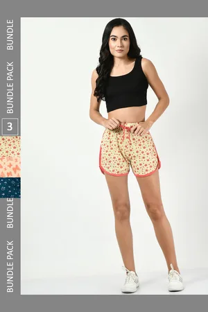 BAESD Pack Of 3 Women Printed High-Rise Pure Cotton Shorts
