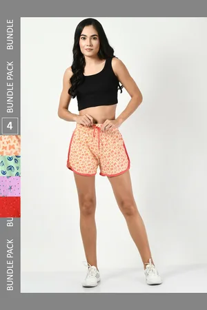 BAESD Women Pack of 4 Printed High-Rise Regular Fit Regular Cotton Shorts