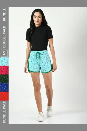 BAESD Women Pack Of 5 Printed High-Rise Pure Cotton Hot Pants