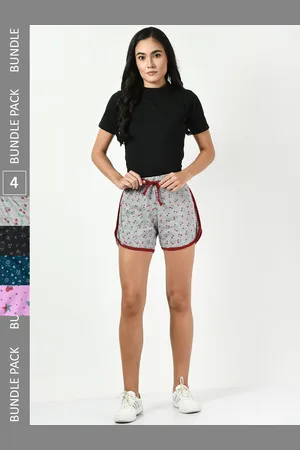 BAESD Women Pack Of 4 Conversational Printed Pure Cotton High-Rise Shorts