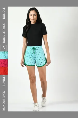 BAESD Women Pack Of 3 High-Rise Floral Printed Pure Cotton Shorts