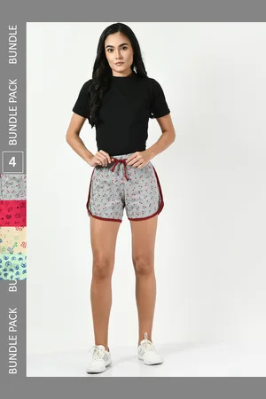 BAESD Women Pack of 4 Printed High-Rise Cotton Shorts