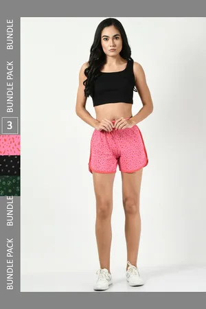 BAESD Women Pack Of 3 Printed Pure Cotton Hotpant Shorts