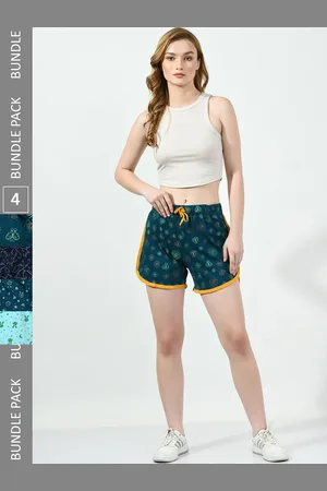 BAESD Women Pack Of 4 Printed High-Rise Cotton Shorts