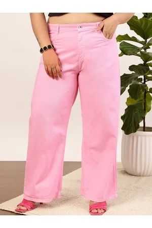 CURVY STREET Jean Women Clean Look Pure Cotton Wide Leg Jeans