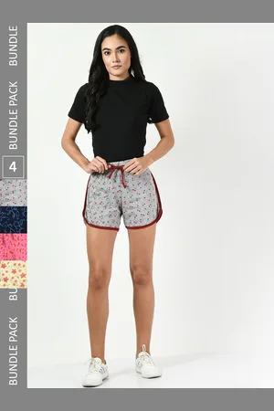 BAESD Women Pack Of 4 High-Rise Floral Printed Pure Cotton Shorts