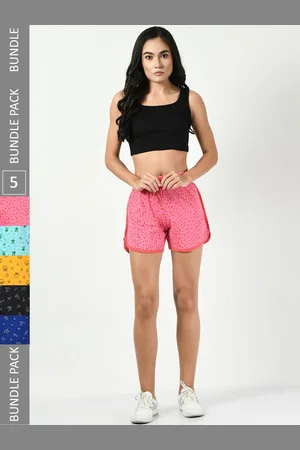 BAESD Women Pack of 5 Printed High-Rise Regular Fit Regular Cotton Shorts