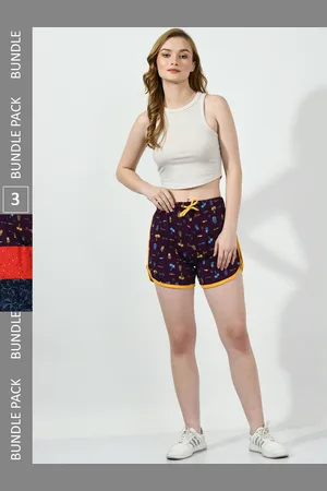 BAESD Women Pack Of 3 Printed High-Rise Pure Cotton Hot Pants