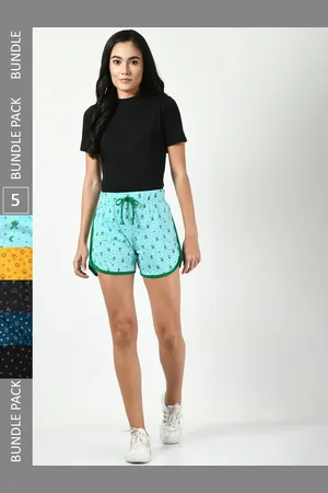 BAESD Women Pack Of 5 Printed High-Rise Cotton Shorts