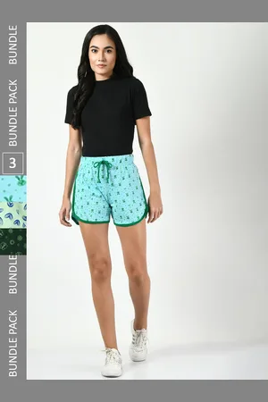 BAESD Women Pack of 3 Printed Regular Fit High-Rise Cotton Regular Shorts